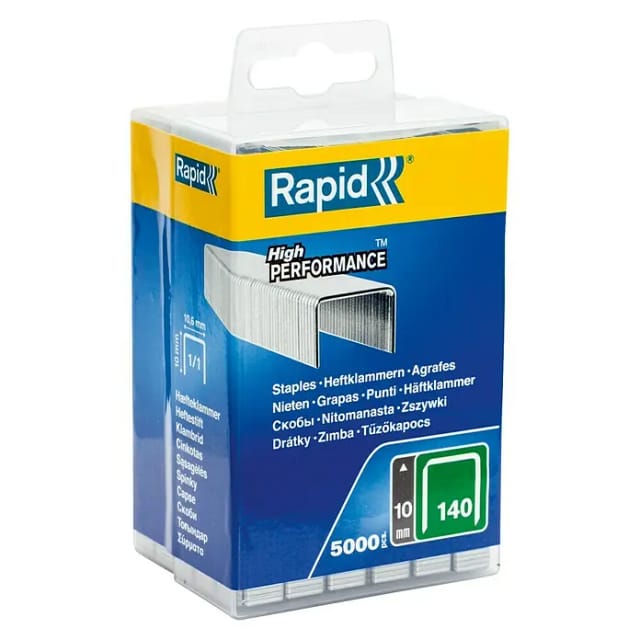 RAPID Tackerklammern, 10 mm, Heftklammer Typ 140, 5000 St., in wiederverschließbarer Kunststoffbox - silberfarben