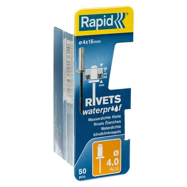 RAPID Blindniete, Ø 4,0 x 16 mm, Aluminium, 50 Stk., inkl. passender Bohrer - silberfarben