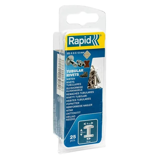 RAPID Hohlnieten, 9 x 3 x 13 mm, Kappe 10 x 3 mm, Aluminium, 25 Stk. - silberfarben