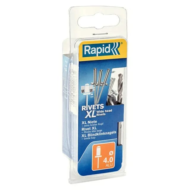 RAPID Blindniete, Ø 4 x 10 mm, Aluminium, 50 Stk., inkl. passender Bohrer - silberfarben