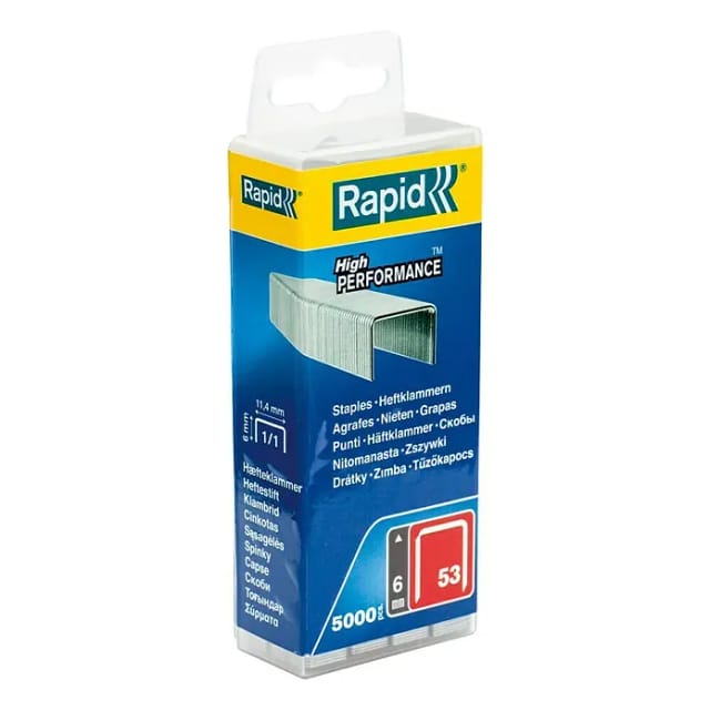 RAPID Tackerklammern, 6 mm, Heftklammer Typ 53, 5000 St., in wiederverschließbarer Kunststoffbox - silberfarben