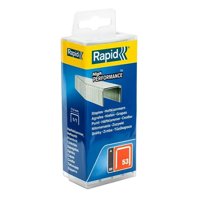 RAPID Tackerklammern, 10 mm, Heftklammer Typ 53, 5000 St., in wiederverschließbarer Kunststoffbox - silberfarben