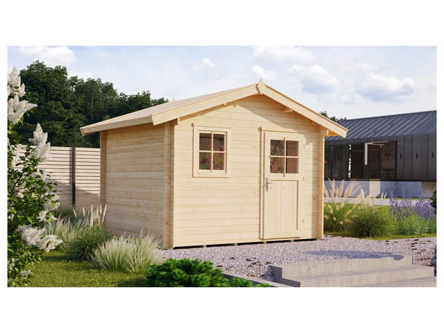 WEKA Gartenhaus »Premium«, Holz, BxHxT: 380 x 262 x 280 cm (Außenmaße inkl. Dachüberstand) - beige