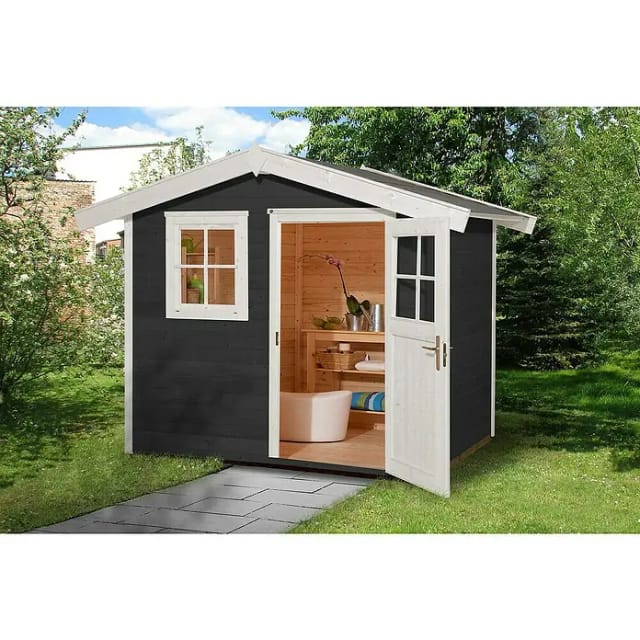 WEKA Gartenhaus »123 Gr.4«, Holz, BxHxT: 380 x 247 x 274 cm (Außenmaße inkl. Dachüberstand) - grau