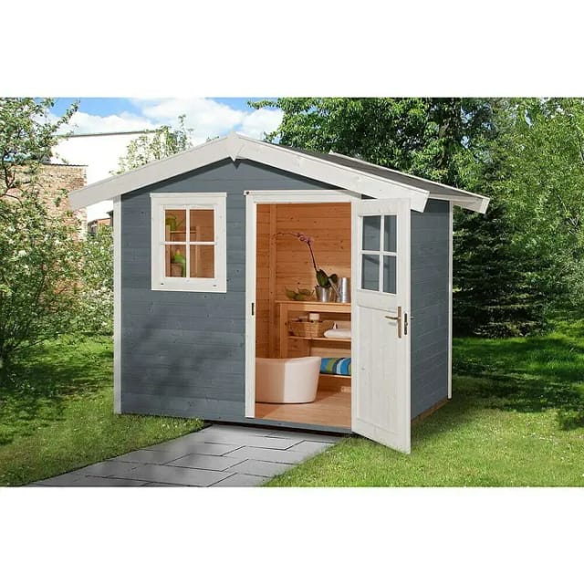 WEKA Gartenhaus »123 Gr.4«, Holz, BxHxT: 380 x 247 x 235 cm (Außenmaße inkl. Dachüberstand) - grau