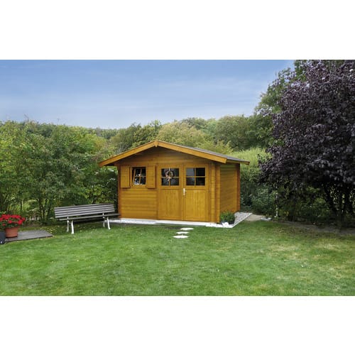 WEKA Gartenhaus »109 Gr.1«, Holz, BxHxT: 420 x 262 x 250 cm (Außenmaße inkl. Dachüberstand) - beige
