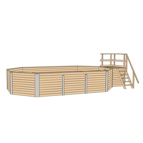 WEKA Ovalpool, grau/grün, BxHxL: 376 x 116 x 850 cm - beige
