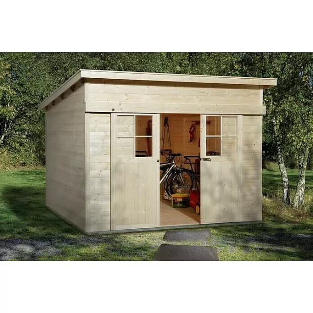 WEKA Gartenhaus »Schiebetürhaus 225 Gr. 2«, Holz, BxHxT: 315 x 238 x 299 cm (Außenmaße inkl. Dachüberstand) - beige