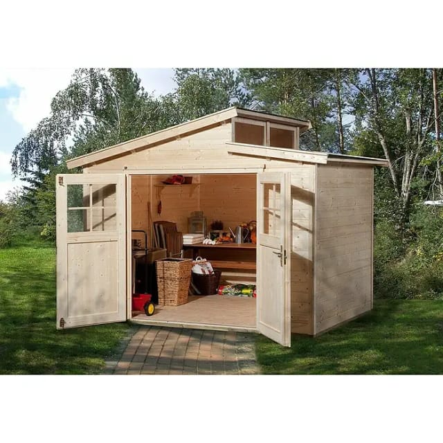 WEKA Gartenhaus »226 Gr.3«, Holz, BxHxT: 327 x 252 x 231 cm (Außenmaße inkl. Dachüberstand) - beige