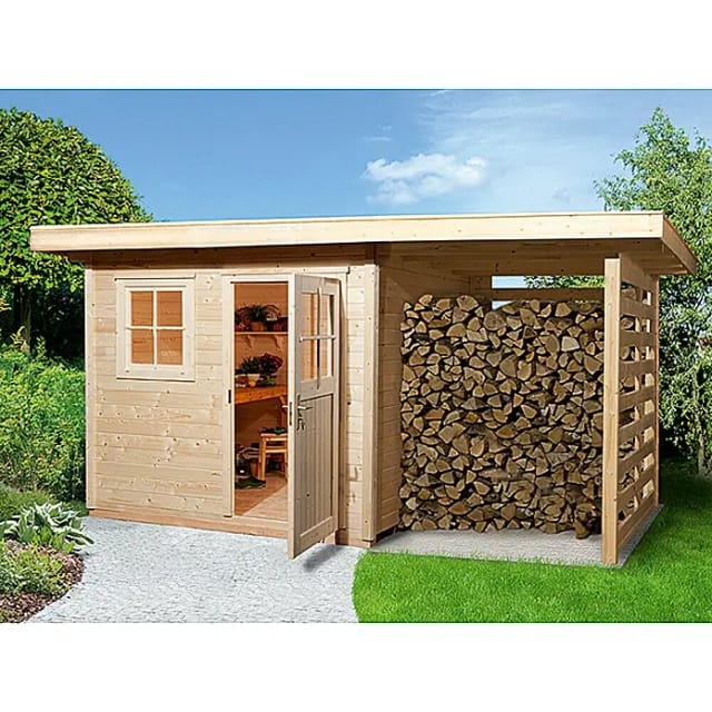 WEKA Gartenhaus »170 Gr.1«, Holz, BxHxT: 430 x 226 x 210 cm (Außenmaße inkl. Dachüberstand) - beige
