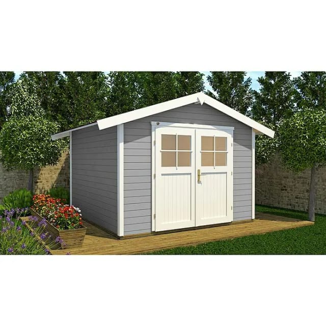 WEKA Gartenhaus »122 Gr.3«, Holz, BxHxT: 380 x 245 x 205 cm (Außenmaße inkl. Dachüberstand) - grau