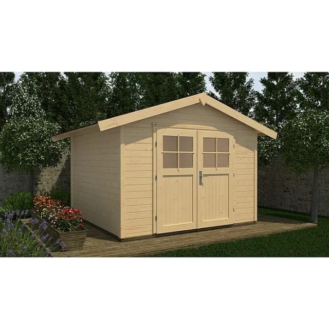 WEKA Gartenhaus »122 Gr.5«, Holz, BxHxT: 380 x 245 x 295 cm (Außenmaße inkl. Dachüberstand) - beige