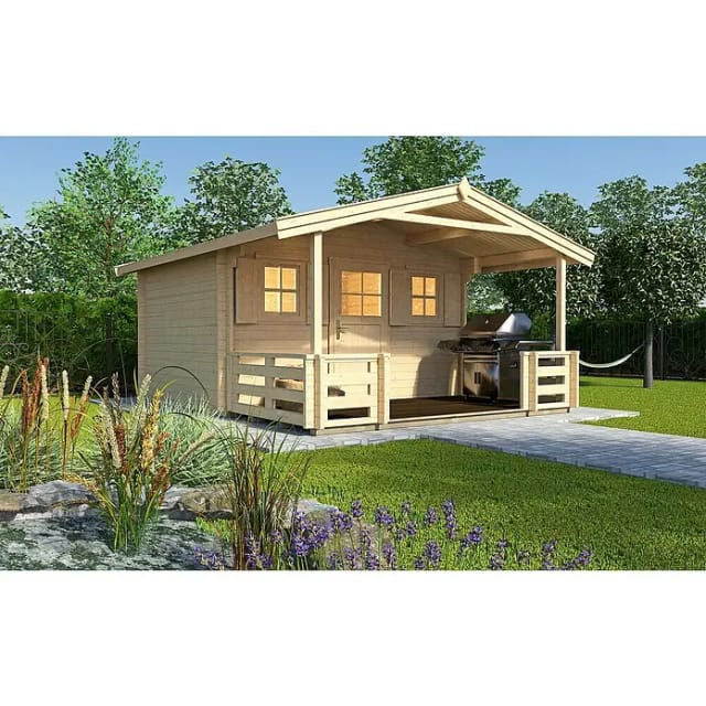 WEKA Gartenhaus »110 B Gr.2«, Holz, BxHxT: 460 x 262 x 590 cm (Außenmaße inkl. Dachüberstand) - beige