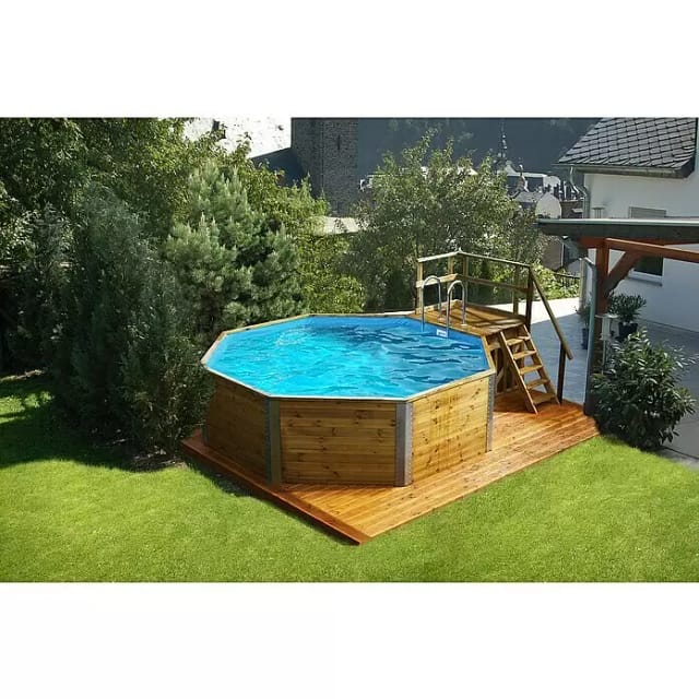 WEKA Achteckpool, grau/grün, BxHxL: 471 x 116 x 571 cm - beige
