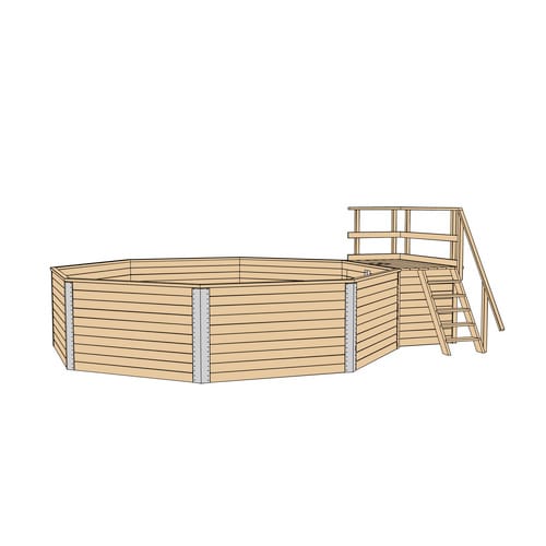 WEKA Achteckpool, grau/grün, BxHxL: 376 x 116 x 476 cm - beige