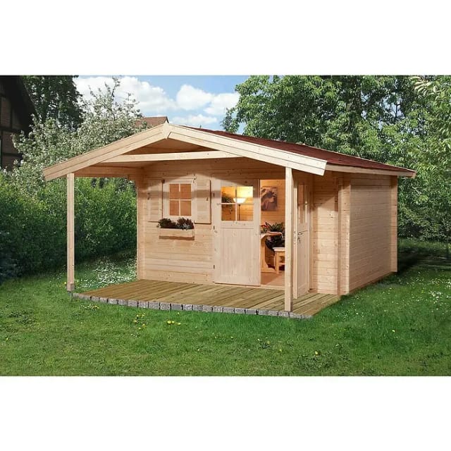 WEKA Gartenhaus »111 A Gr.1«, Holz, BxHxT: 460 x 262 x 250 cm (Außenmaße inkl. Dachüberstand) - beige