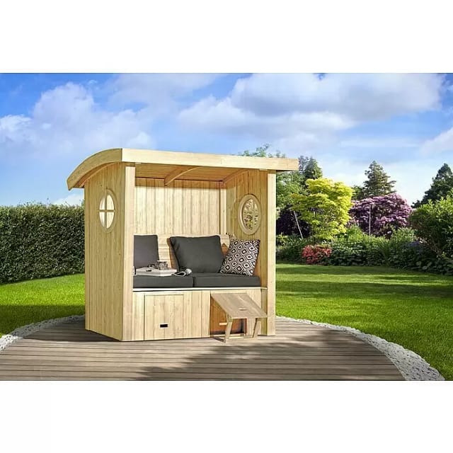 WEKA Gartenhaus »Merano«, Holz, BxHxT: 198 x 181 x 93 cm (Außenmaße inkl. Dachüberstand) - beige