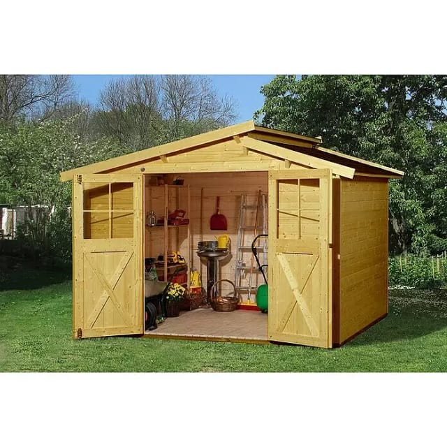 WEKA Gartenhaus »323 Gr.4«, Holz, BxHxT: 330 x 232 x 250 cm (Außenmaße inkl. Dachüberstand) - beige