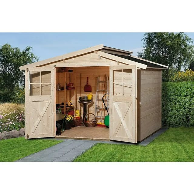 WEKA Gartenhaus »323 Gr.4«, Holz, BxHxT: 330 x 232 x 273 cm (Außenmaße inkl. Dachüberstand) - beige