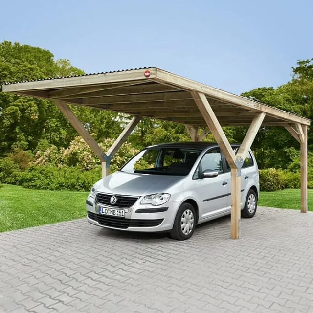 WEKA Carport »Y«, Außenmaß BxT: 300 x 362 cm, grün - braun