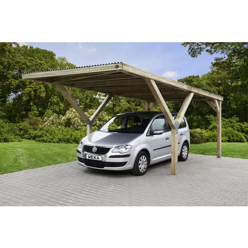 WEKA Einzelcarport »612«, Flachdach, ohne Dacheindeckung, europäische Kiefer, kesseldruckimprägniert - braun