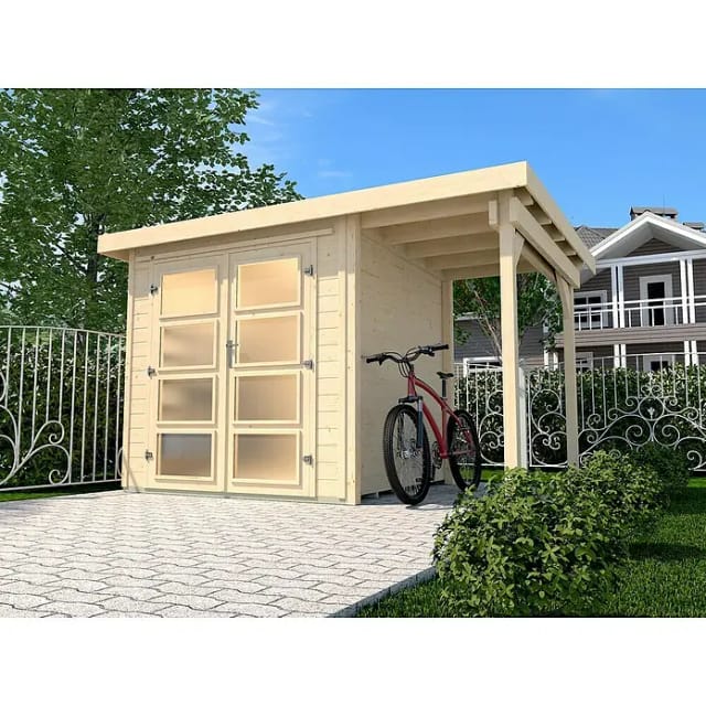 WEKA Gartenhaus »321 A Gr.3«, Holz, BxHxT: 393 x 206 x 293 cm (Außenmaße inkl. Dachüberstand) - beige