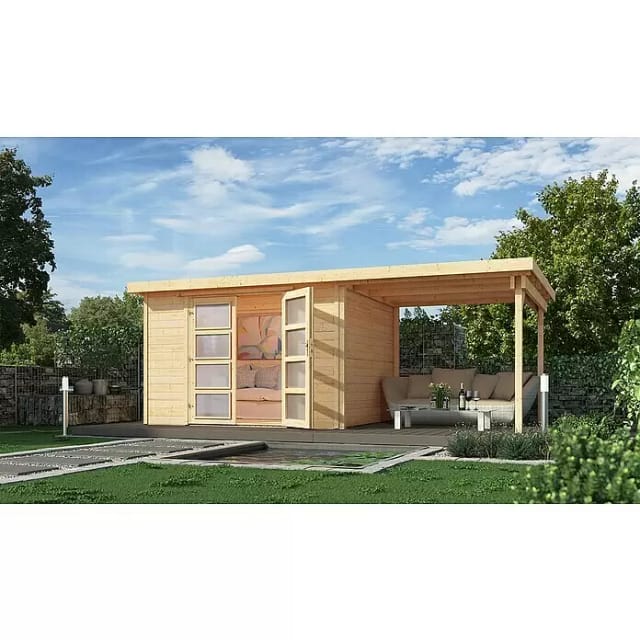 WEKA Gartenhaus »321 B Gr.1«, Holz, BxHxT: 452 x 206 x 194 cm (Außenmaße inkl. Dachüberstand) - beige