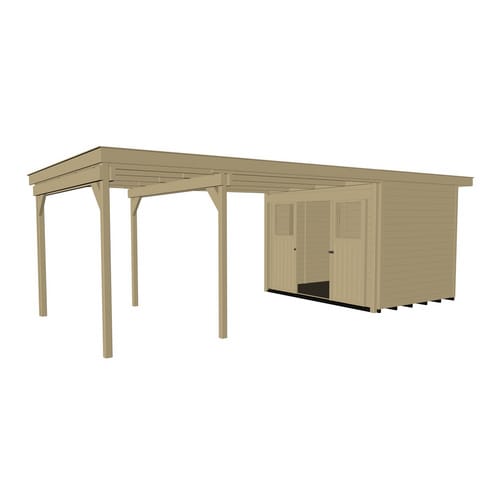 WEKA Gartenhaus »225 B Gr.1«, Holz, BxHxT: 676 x 223 x 299 cm (Außenmaße inkl. Dachüberstand) - beige