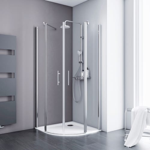 SCHULTE Runddusche »Alexa Style 2.0«, BxH: 80 x 192 cm, ESG, Schwenktür, Ecke - silberfarben