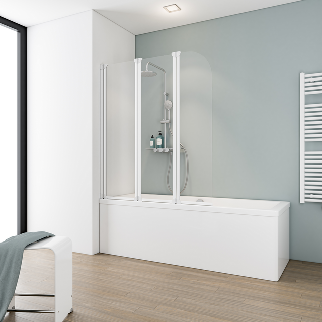 SCHULTE Badewannentrennwand »ExpressPlus«, BxH: 125 x 140 cm, Echtglas - weiss