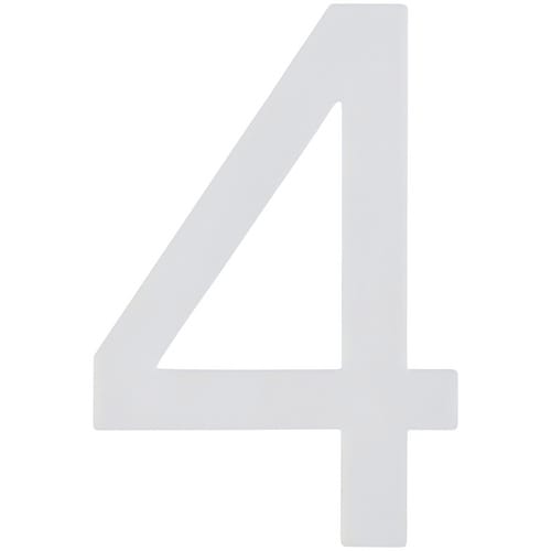 ALPERTEC Hausnummer, 4, Weiß, Kunststoff, 9,7 x 18 x 0,4 cm, nachtleuchtend - weiss