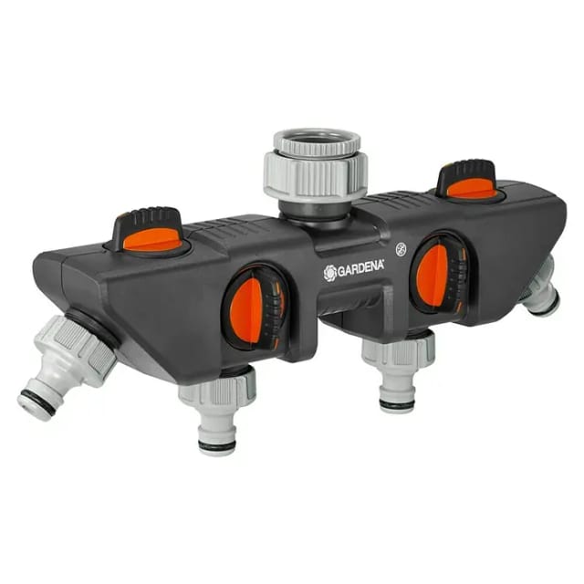 GARDENA 4-Wege-Verteiler, »4-Wege«, Kunststoff, LxBxH: 30,5x6,7x12,8 cm, grau/orange - bunt