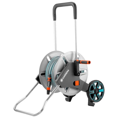 GARDENA Schlauchwagen-Set, Schlauchlänge: 30 m, inkl. Schlauch, Systemteilen und Spritze - silberfarben