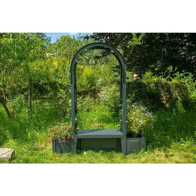 KHW Gartenbank »Brüssel«, Kunststoff, 2-Sitzer, BxHxT: 174 x 207 x 49 cm - grau
