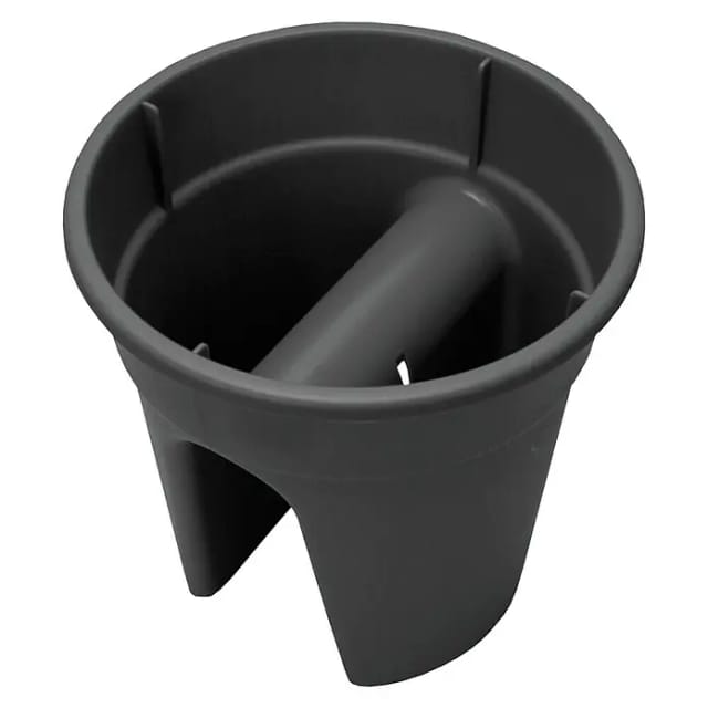 KHW Geländerblumenkasten, Kunststoff (PP), anthrazit, rund - grau