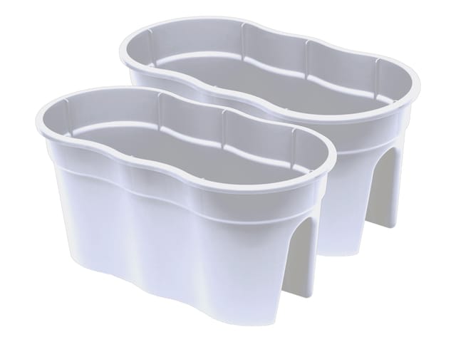 KHW Geländerblumenkasten, Kunststoff (PP), weiß, oval - weiss