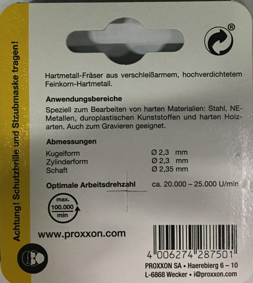 PROXXON Fräser, Feinkorn-Hartmetall Bild 2