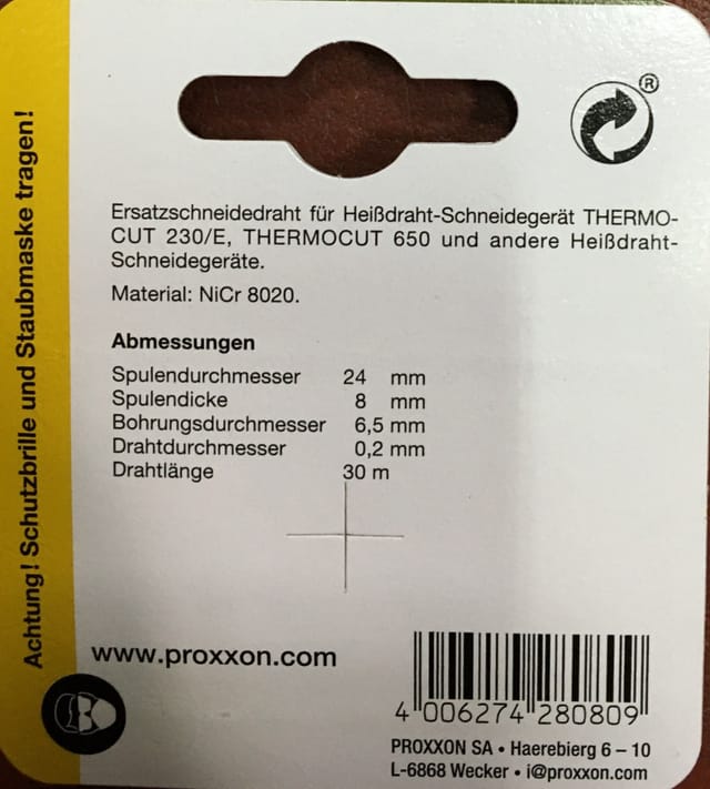 PROXXON Ersatz-Schneidedraht, Nichrom - bunt