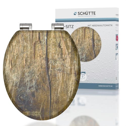 SCHÜTTE WC-Sitz »SOLID WOOD «, MDF, oval, mit Softclose-Funktion - braun
