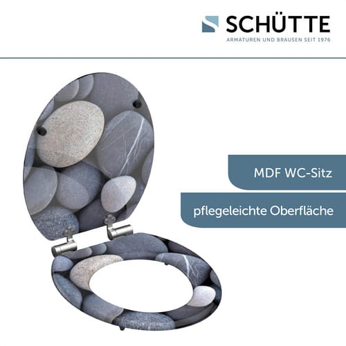 SCHÜTTE WC-Sitz »Grey Stones«, MDF, oval - grau