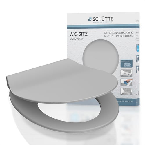 SCHÜTTE WC-Sitz »Slim Grey«, Duroplast, oval, mit Softclose-Funktion - grau