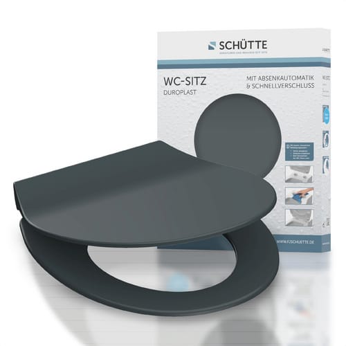SCHÜTTE WC-Sitz »Slim Anthrazit«, Duroplast, oval, mit Softclose-Funktion - grau