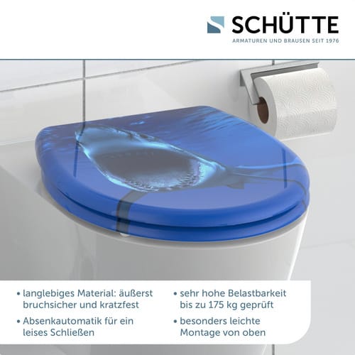 SCHÜTTE WC-Sitz »Shark«, Duroplast, oval, mit Softclose-Funktion - blau