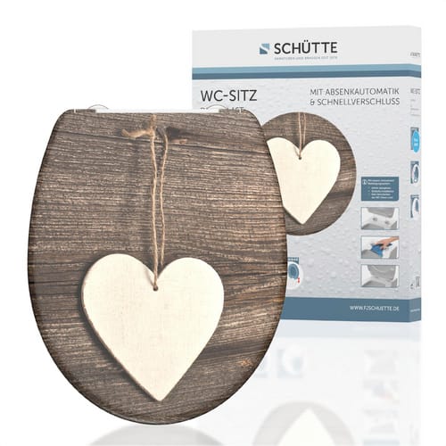 SCHÜTTE WC-Sitz »Wood Heart«, Duroplast, oval, mit Softclose-Funktion - braun