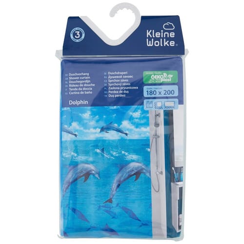 KLEINE WOLKE Duschvorhang »Dolphin«, BxH: 180 x 200 cm, Tiere, weiß/blau - bunt