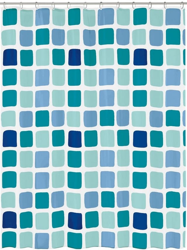 KLEINE WOLKE Duschvorhang »Sonny«, BxH: 180 x 200 cm, Quadrate, blau