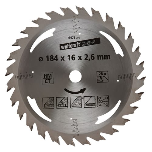 WOLFCRAFT Kreissägeblatt »Silber«, Ø: 184 mm, 28 Zähne, Hartmetall - silberfarben