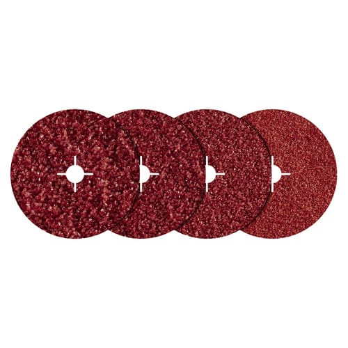 WOLFCRAFT Fiberschleifscheiben, Ø 115 mm, 4 Stück - rot