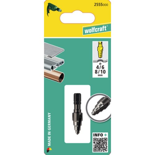 WOLFCRAFT Stufenbohrer, 1/4"-Sechskant, Ø 6 – 10 mm - silberfarben