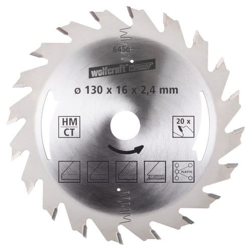 WOLFCRAFT Kreissägeblatt »Silber«, Ø: 130 mm, 20 Zähne, Hartmetall - silberfarben